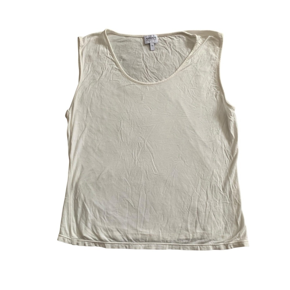Armani Collezioni Top‎ Womens 10 White Sleeveless Jersey Scoopneck Tank